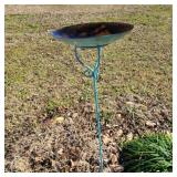 Turquoise Wrought Iron Bird Bath