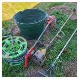 Lot w/ Rake, Bucket, Hose, & McCulloch Pro-Scaper Lot w/ Rake, Bucket, Hose, & McCulloch Pro-Scaper