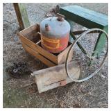 Lot of Primitives w/ Chain, Green Stool, & Mailbox Lot of Primitives w/ Chain, Green Stool, & Mailbox