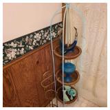 Vintage 3 Tiered Blue Shelf Lot & Contents Vintage 3 Tiered Blue Shelf Lot & Contents