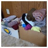 Two Boxes of Vintage Sewing Fabric Two Boxes of Vintage Sewing Fabric