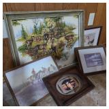 Lot of Art w/ W.M. Russel Litho & Deer Scene Lot of Art w/ W.M. Russel Litho & Deer Scene