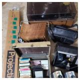 Lot of Mixed Media, Cameras, Turntable, & Screen Lot of Mixed Media, Cameras, Turntable, & Screen
