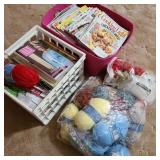 Tote & Crate of Magazines w/ Yarn Tote & Crate of Magazines w/ Yarn