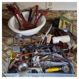 Lot of Kitchen Utensils w/ White Strainer Lot of Kitchen Utensils w/ White Strainer