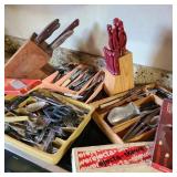 Large Lot of Flatware, Knives, & Fondue Large Lot of Flatware, Knives, & Fondue