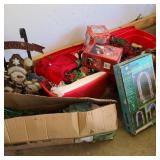 Large Lot of Christmas in Garage w/ Lighted Arch