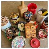 Lot of Vintage Tins, Buttons, & Thread Lot of Vintage Tins, Buttons, & Thread