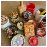 Lot of Vintage Tins, Buttons, & Thread