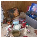 Large Lot of Holiday Decor in Corner Large Lot of Holiday Decor in Corner