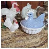 Lot w/ Chickens & Oil Lamp