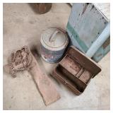 Lot w/ Cornsheller Parts, Igloo Cooler, & Toolbox Lot w/ Cornsheller Parts, Igloo Cooler, & Toolbox