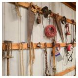 Wall of Tools w/ Saws & Red Lantern