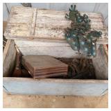 Large Grey Pine Chest w/ Hinge Top & Peacocks Large Grey Pine Chest w/ Hinge Top & Peacocks