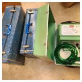 Vintage Blue Suitcases w/ Green Medical Device Vintage Blue Suitcases w/ Green Medical Device