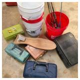Lot of Fishing Poles & Tackle Boxes Lot of Fishing Poles & Tackle Boxes