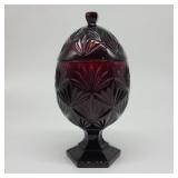 Vintage Ruby Red Egg Shaped Compote