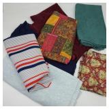 Lot of Vintage Fabric w/ Blue & Red Stripes