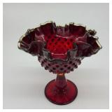 Vintage Fenton Red Hobnail Compote