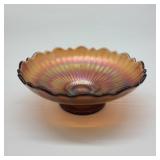 Small Vintage Carnival Glass Footed Dish Small Vintage Carnival Glass Footed Dish