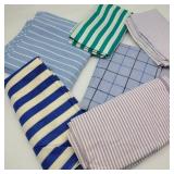 Lot of Vintage Blue Plaid & Striped Fabric