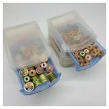 Pair of Small Organizers Full of Vintage Thread