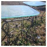 Pair of Matching Wrought Iron Glass Top Tables Pair of Matching Wrought Iron Glass Top Tables