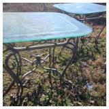 Pair of Matching Wrought Iron Glass Top Tables