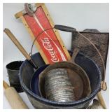 Tub of Vintage Kitchen w/ Coca-cola & Cast Iron