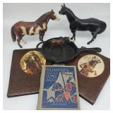 Flat w/ Pioneer Woman Cast Iron & Toy Horses Flat w/ Pioneer Woman Cast Iron & Toy Horses