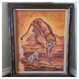 Framed Cougar on Canvas Art