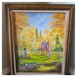 Native American & Horse Scene on Canvas