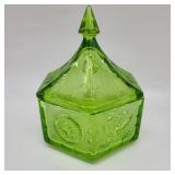 Vintage Green Lidded Candy Dish