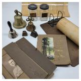 Flat w/ Old Photos, Bells, & Clipboard Flat w/ Old Photos, Bells, & Clipboard