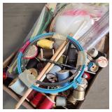 Flat of Cross Stitching w/ Blue Hoop & Thread Flat of Cross Stitching w/ Blue Hoop & Thread