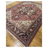 Coral, tan and navy Rug