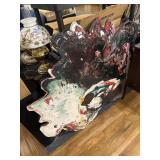 Green, white, red and black abstract art