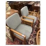 Pair of blue upholstered arm chairs