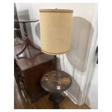 Wooden round table floor lamp