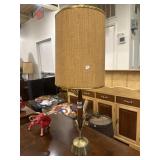 Wood and brass lamp