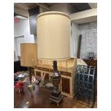 Brown and metal lamp