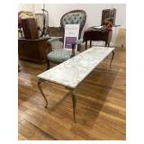 White marble top table with metal base