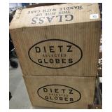 (21) Red Dietz Lantern globes in boxes