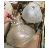 2 Antique Etched Lamp Shades