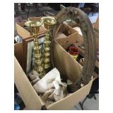 Misc. Large Brass Candlesticks, Frames, Bags