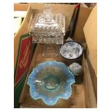 Misc. Blue Opalescent Bowl, Compote, Delft