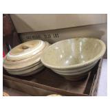 2 Pieces Yellow Ware, Bowl w/ line
