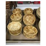 (15) Brown Spongeware Bowls