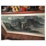Lot Large Prints on Canvas, Asian Print