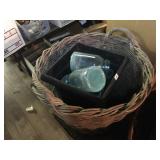 Old Basket & Blue Jars
